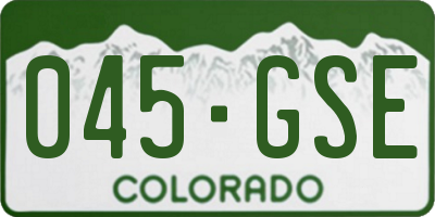 CO license plate 045GSE