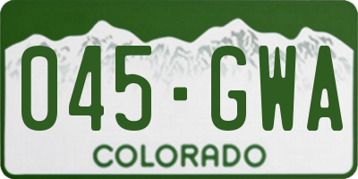 CO license plate 045GWA