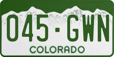 CO license plate 045GWN