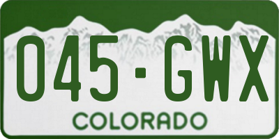 CO license plate 045GWX