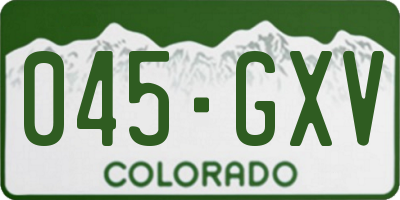 CO license plate 045GXV