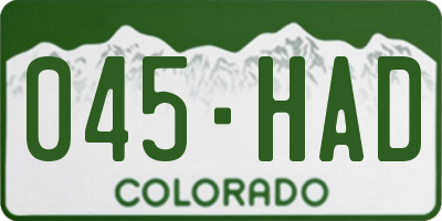 CO license plate 045HAD