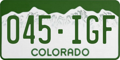 CO license plate 045IGF