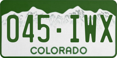 CO license plate 045IWX