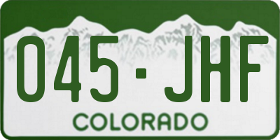 CO license plate 045JHF