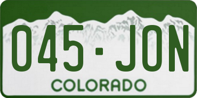 CO license plate 045JON