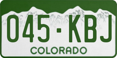 CO license plate 045KBJ