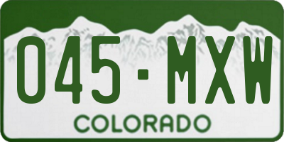 CO license plate 045MXW