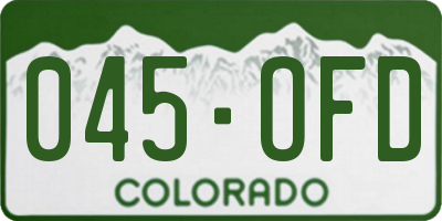 CO license plate 045OFD