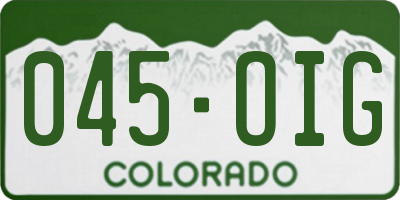 CO license plate 045OIG