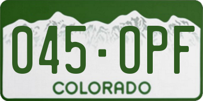 CO license plate 045OPF