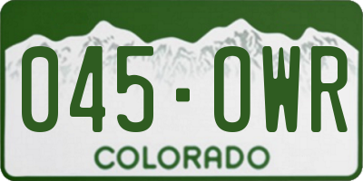 CO license plate 045OWR