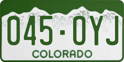 CO license plate 045OYJ