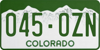 CO license plate 045OZN