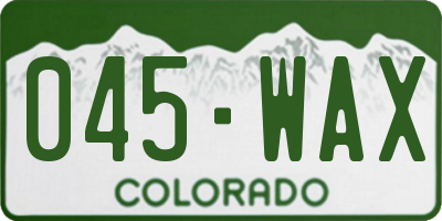 CO license plate 045WAX