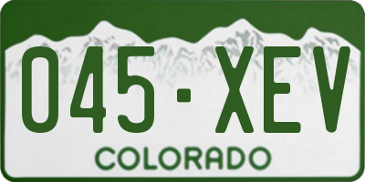 CO license plate 045XEV