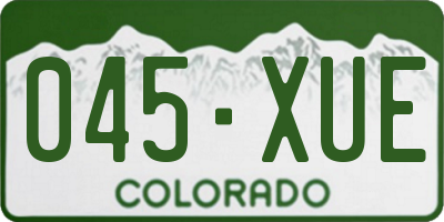CO license plate 045XUE