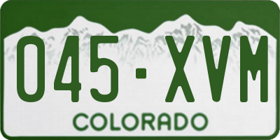 CO license plate 045XVM