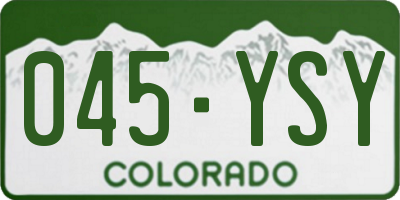 CO license plate 045YSY