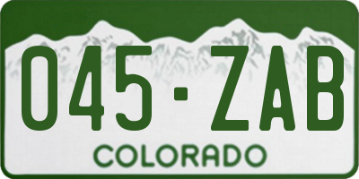 CO license plate 045ZAB