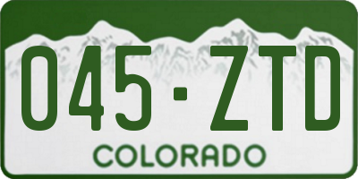 CO license plate 045ZTD