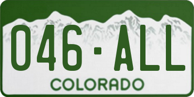 CO license plate 046ALL
