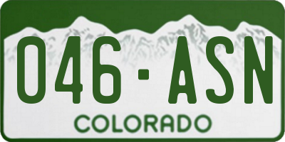 CO license plate 046ASN