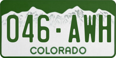 CO license plate 046AWH
