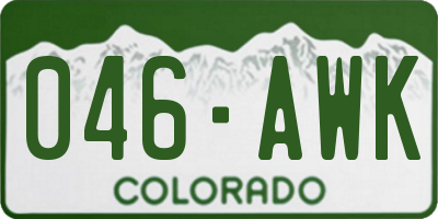 CO license plate 046AWK