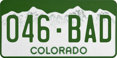 CO license plate 046BAD