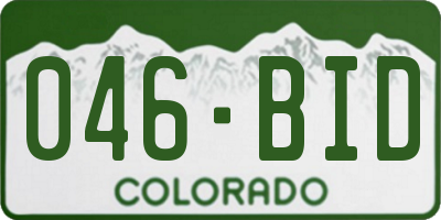 CO license plate 046BID