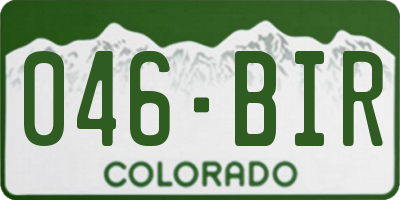 CO license plate 046BIR