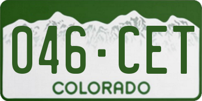 CO license plate 046CET