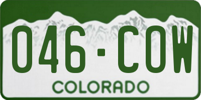 CO license plate 046COW
