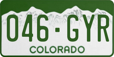 CO license plate 046GYR