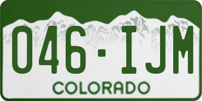 CO license plate 046IJM