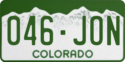 CO license plate 046JON