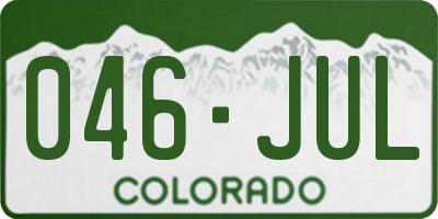 CO license plate 046JUL