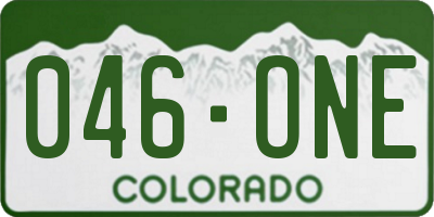 CO license plate 046ONE