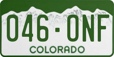 CO license plate 046ONF