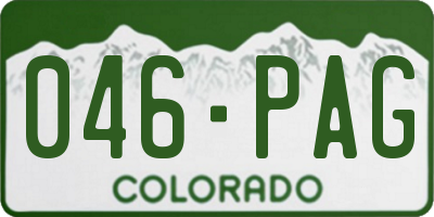 CO license plate 046PAG