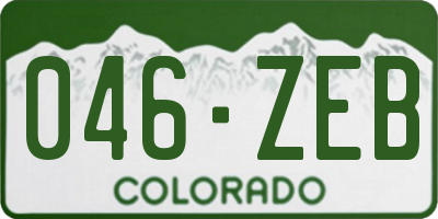 CO license plate 046ZEB