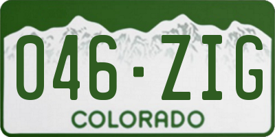 CO license plate 046ZIG