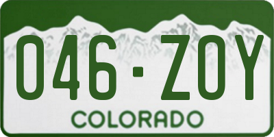 CO license plate 046ZOY