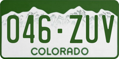 CO license plate 046ZUV