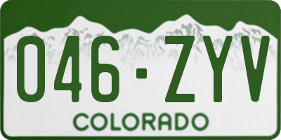 CO license plate 046ZYV