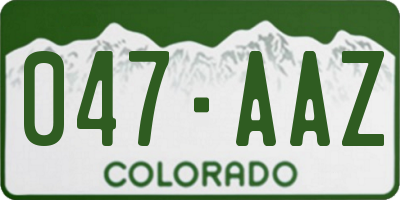 CO license plate 047AAZ