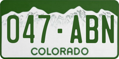 CO license plate 047ABN