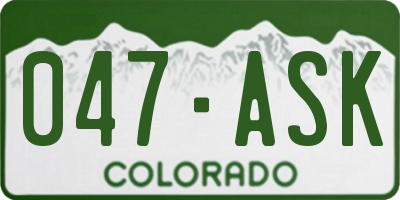 CO license plate 047ASK
