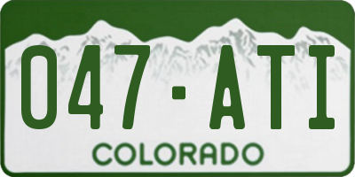 CO license plate 047ATI